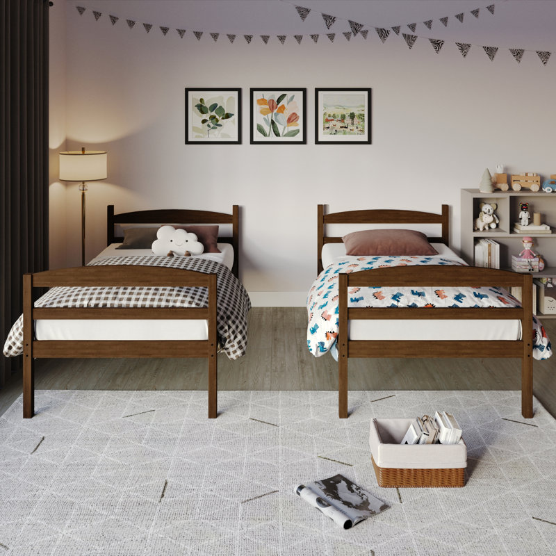 Jeananne Kids Twin Over Twin Bunk Bed, Walnut