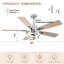 Eustolio 52'' DIY Shade Chrome Modern Ceiling Fan with Light and Remote, Reversible DC Motor Dimmable Fandelier-487085836