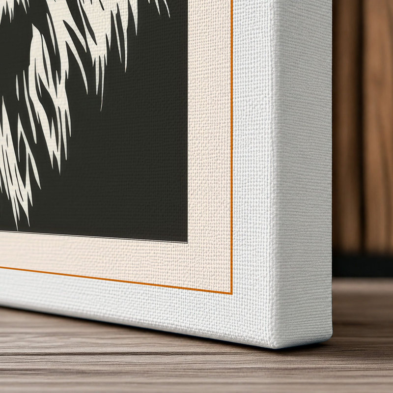Lion's Gaze Japandi - Wrapped Canvas, 18x12 - 45.7 x 30.5 cm, White Border