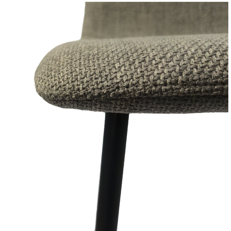 4 chaises de salle à manger, conception moderne avec siège à coussin en lin et support en métal noir pour la cuisine et gris des chaises de chambre, cadre de style