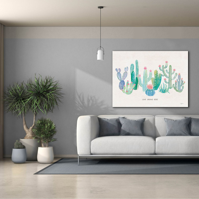 «Bohemian Cactus 1 Love» par Mary Urban, art mural sur toile, 26 po x 18 po, H 40 po x l 54 po x P 1,5 po