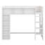 Lit mezzanine en bois avec armoires de rangement et tablettes-637011423