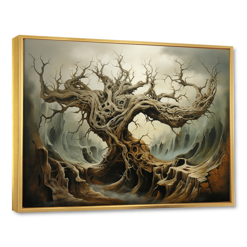 «Tw torsed Roots», impression sur toile, Cadre flottant doré, H 34 po x l 44 po x P 1,5 po