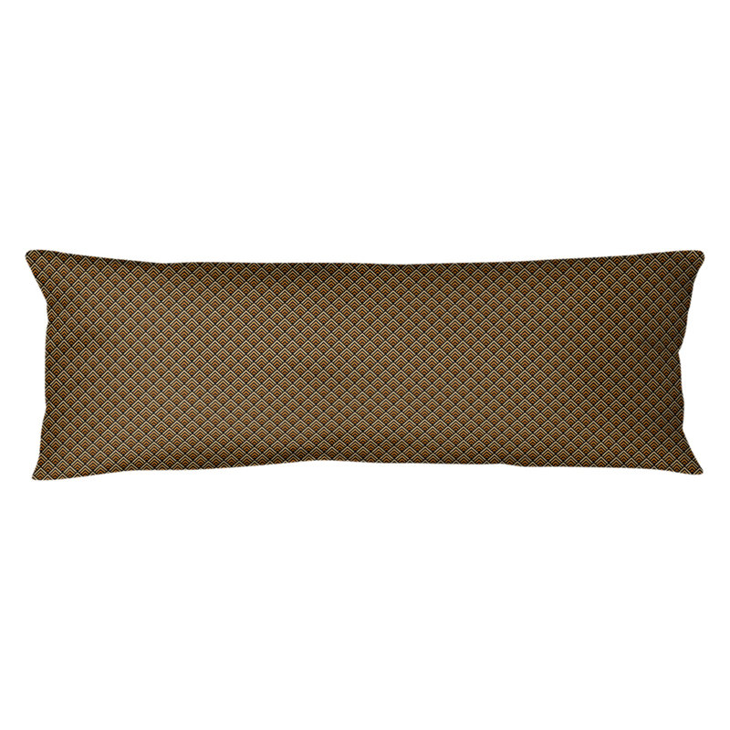 Coussin géométrique, Bourre en polyester, Noir/orange