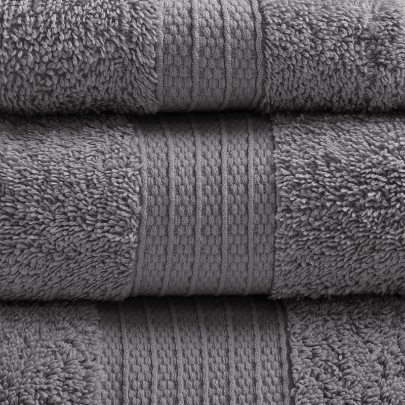 Ensemble de 6 serviettes en coton biologique gris anthracite, Gris anthracite