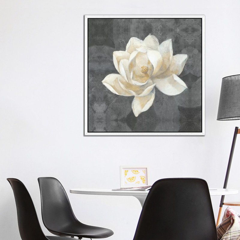 Majestic Magnolia 1 Piece Painting on Canvas, 93.98 cm H x 93.98 cm W, White Floater Framed