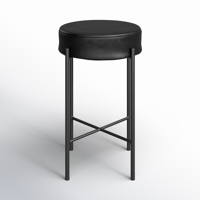 Nocona Bar Stool, Bar Stool (30" Seat Height), Leather - Black