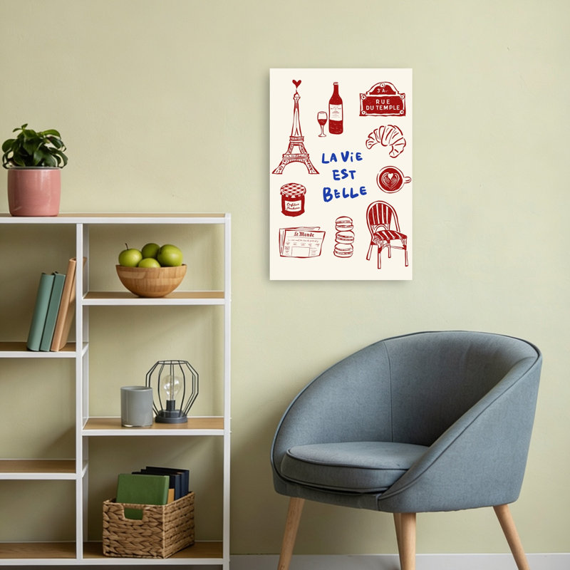 La Vie Est Belle Paris Romantic City Wall Art Print 1 Piece Wrapped Canvas Wall Art, 60.96cm H x 40.64cm W