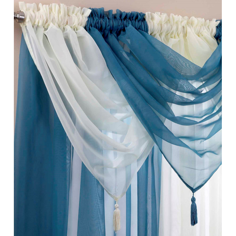 Maloy Solid Colour Pointed Window Valance, Ivory