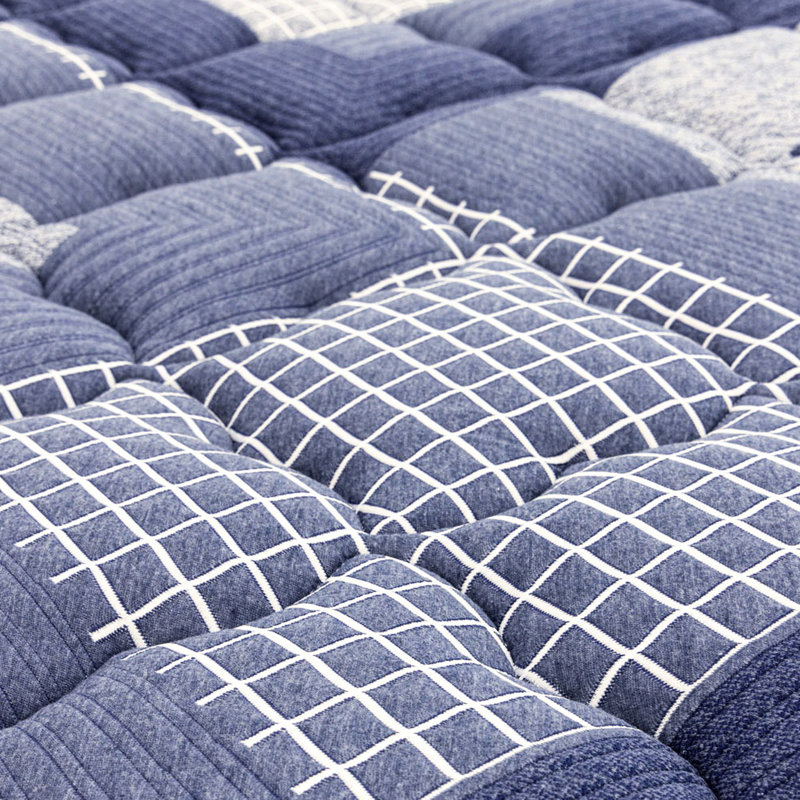 Matelas compressé et très grand 14 po avec housse super douce bleue, unité de poche, couches de mousse à mémoire de forme, mousse roulée, couches