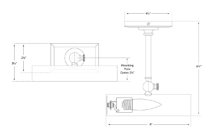 Chapman & Myers 8" Cabinet Maker's Picture Light, Polished Nickel