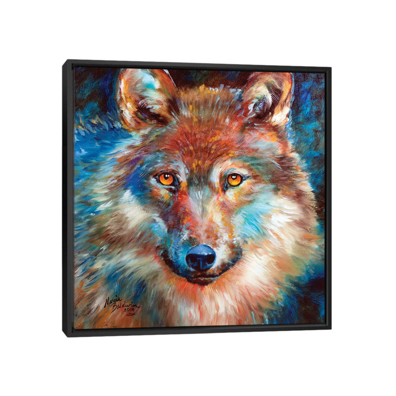 «Timber Wolf Abstract», reproduction sur toile, H 18 po x l 18 po x P 1,5 po, Toile avec cadre noir, Pas de tapis