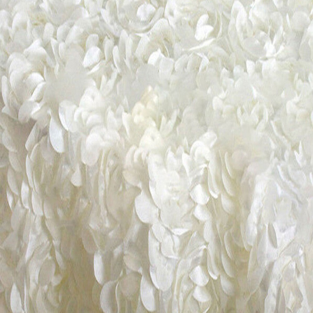 Francisco Rosette Tablecloth - 3D Fabric Flower Design, Textured Wedding & Event Decor - Handcrafted Look for Special Occasions