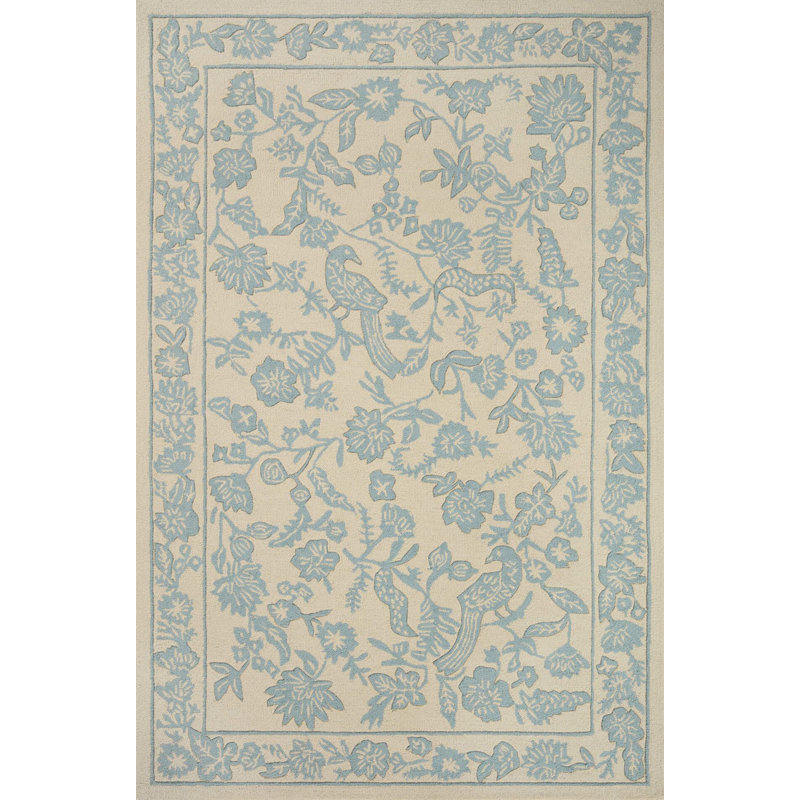 Tapis tissé à imprimé numérique bleu et beige, Rectangle 3 pi 11 po x 5 pi 10 po