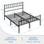 Minimalist Metal Bed Frame with Slatted Headboard-777585065-800080578