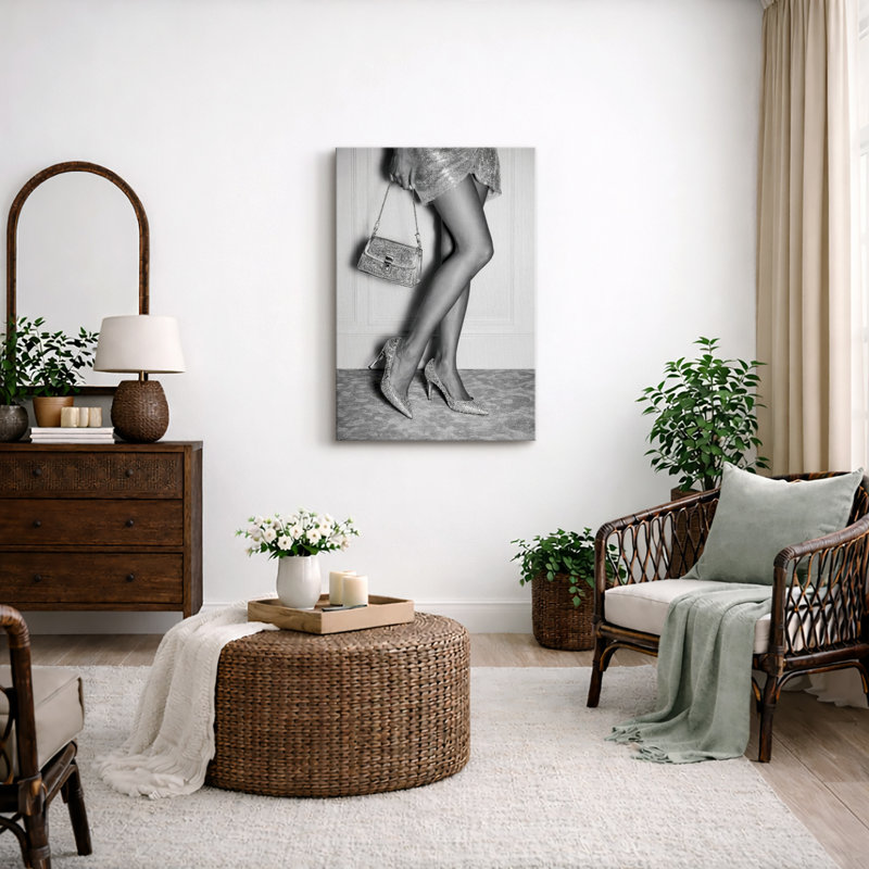 «Black and White Fashion Legs High Heels», images de chambre à coucher, impression sur toile encadrée, impression numérique