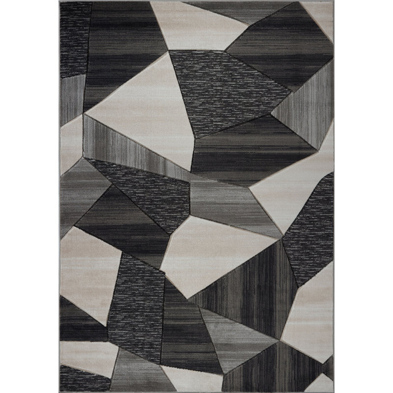 Tapis noir / gris Billie-Loren, Rectangle 7 pi 8 po x 10 pi 5 po