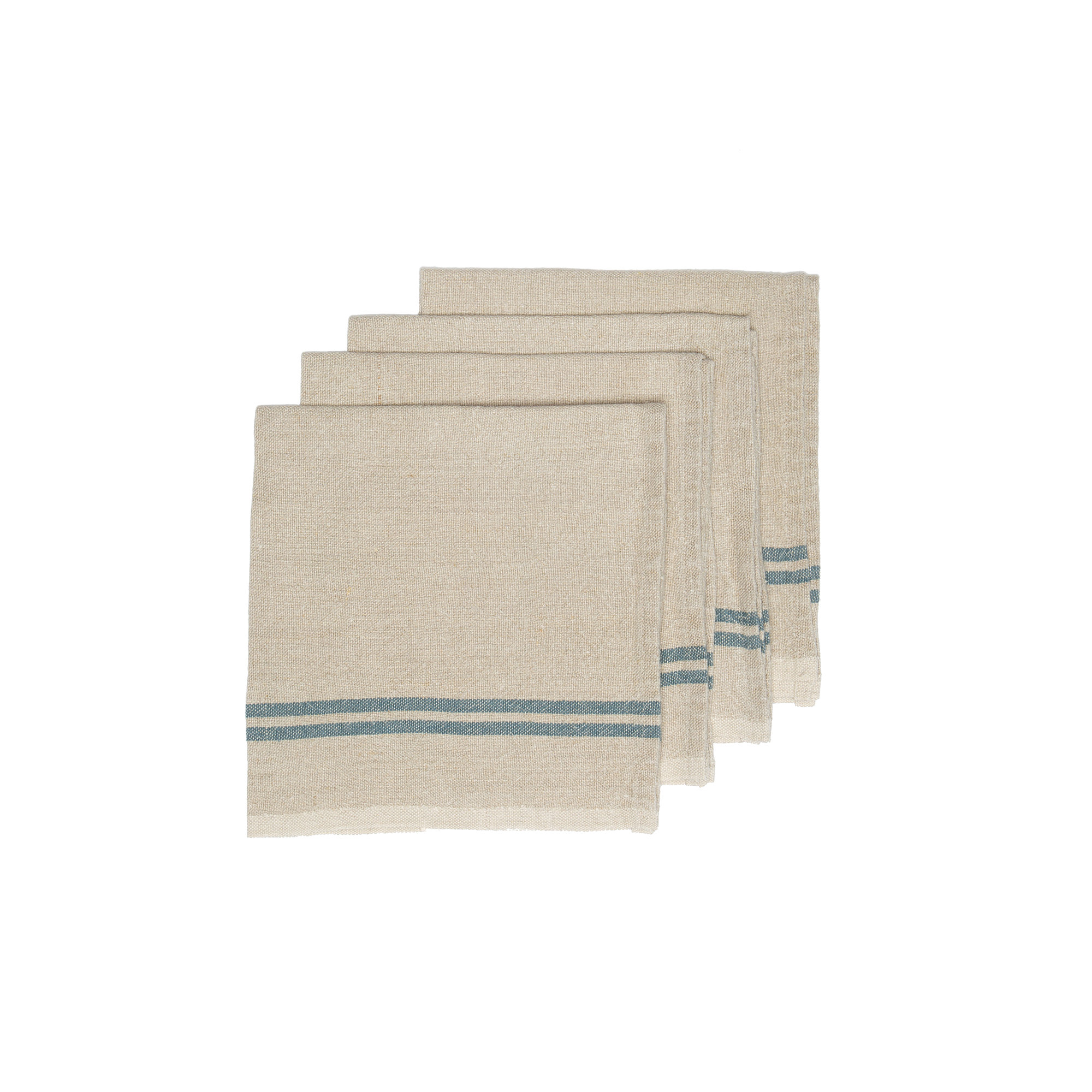 Bronwen Linen Square Napkin, Natural/Blue