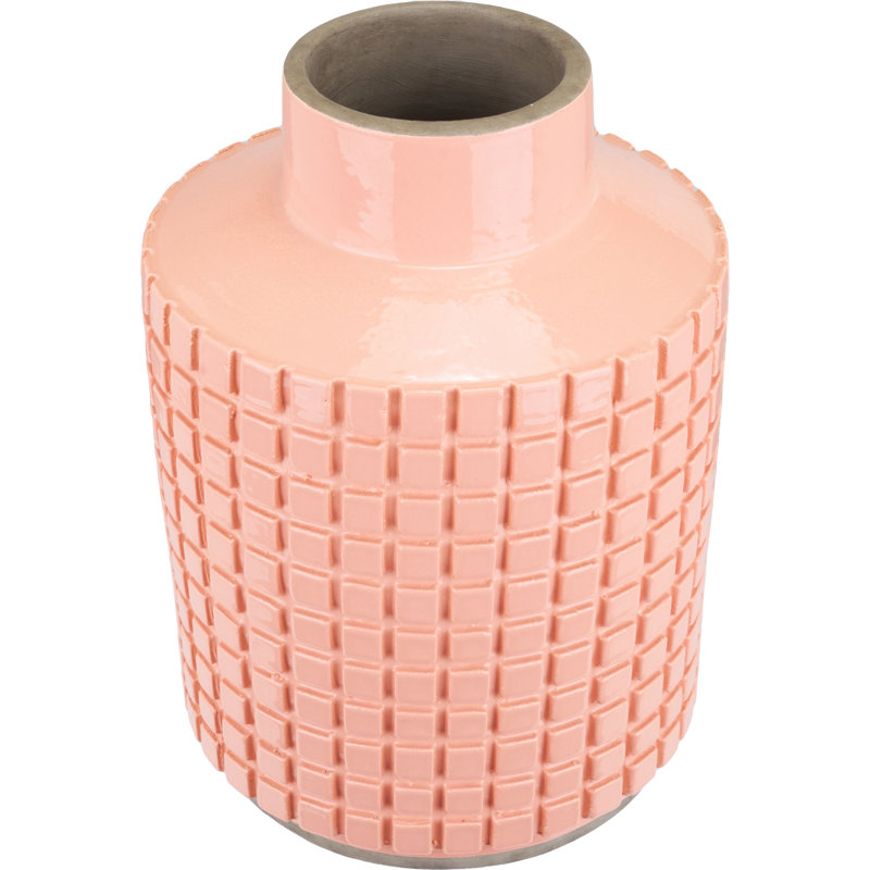 Wynn 28.5Cm Ceramic Square Patterned Table Vase, Apricot