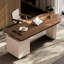 Bureau à 3 tiroirs brun noisette + demi-cercle massif beige + bois manufacturé + acier au carbone-1584048089