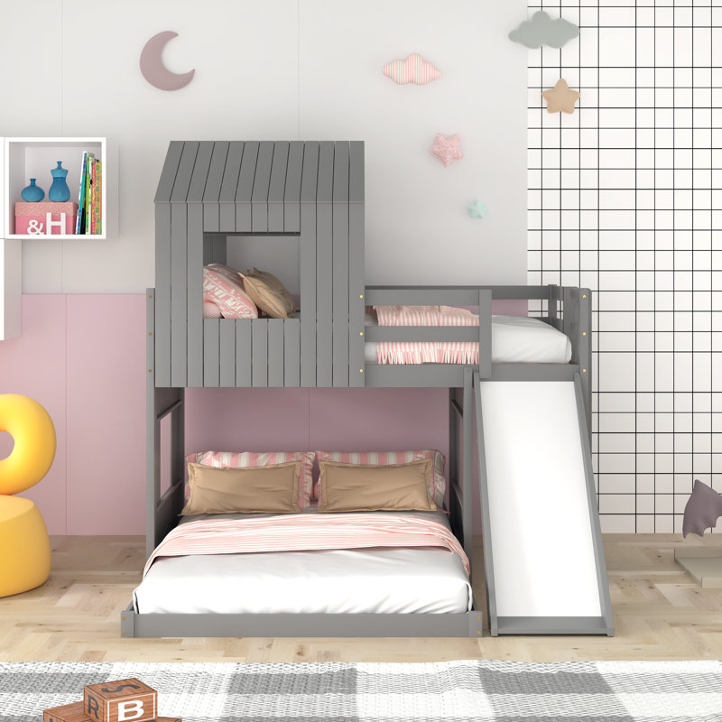 Biehle Kids Twin Over Full Bunk Bed, Gray