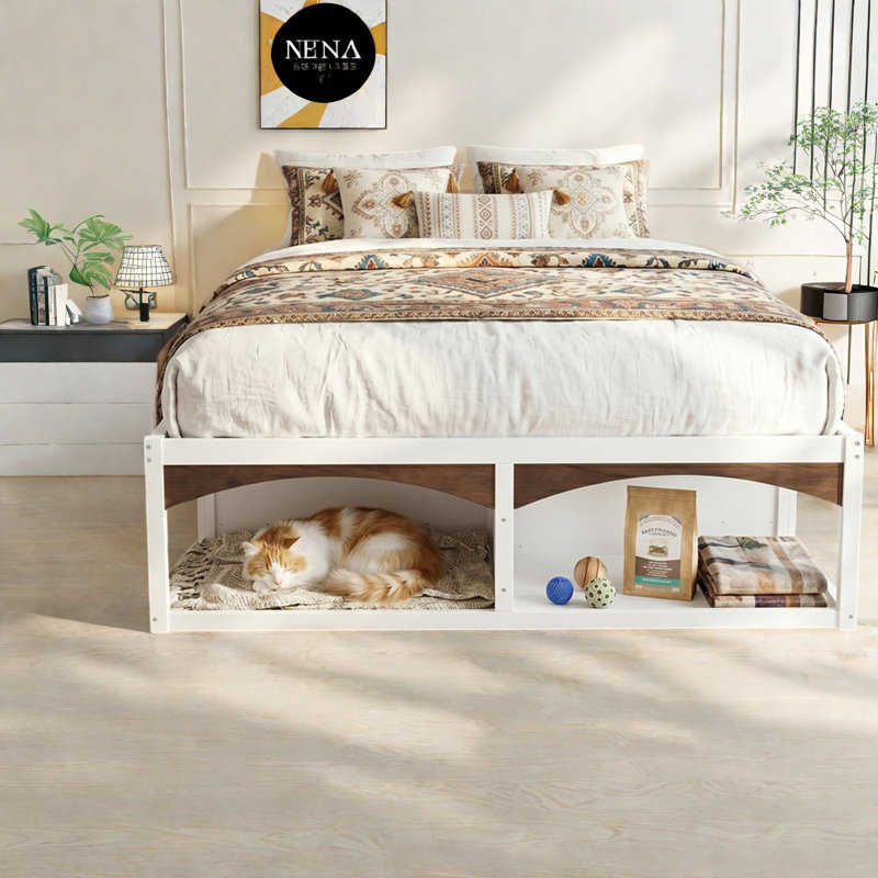 Lits avec tiroirs de rangement, plateforme moderne en bois aggloméré très grand pour la maison