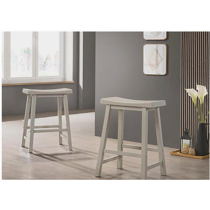 Ensemble de 2 tabourets de comptoir ergonomiques sans dossier gris clair de 17,5 po Alonzo