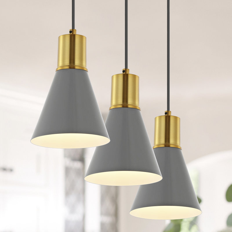Zurcher 3 - Light Kitchen Island Pendant, Gray/Brass Gold