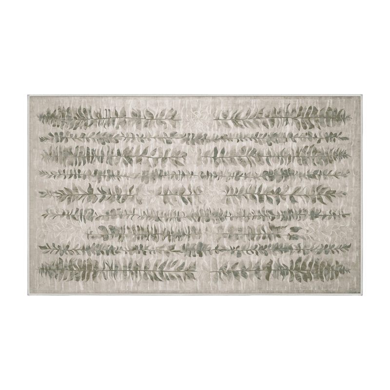 Machine Washable Beige Area Rug, Rectangle 2' x 3'