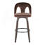 Tabouret de bar à hauteur fixe avec pivot en bois verni noyer et velours avec repose-pieds rond en métal noir - ensemble de 2-887325326-887325327