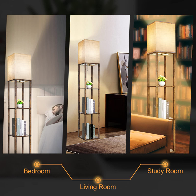 Abida 62.99'' Black Traditional Floor Lamp Set