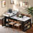Kitchen Island With Extendable Dining Table, Drawers, Power Outlet, Wheels And Hooks-728246572