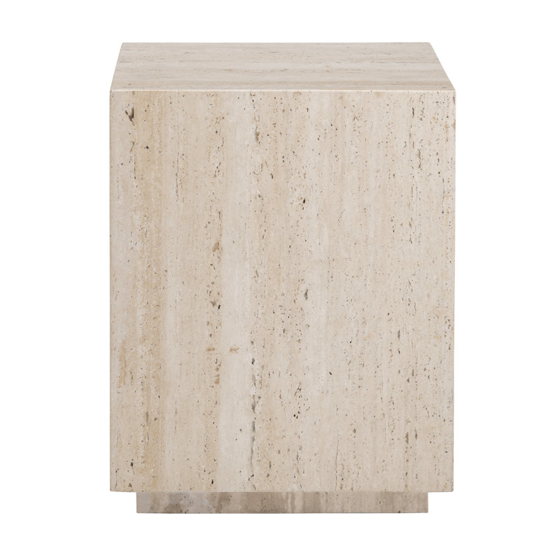 Square Travertine Stone Accent_End Table