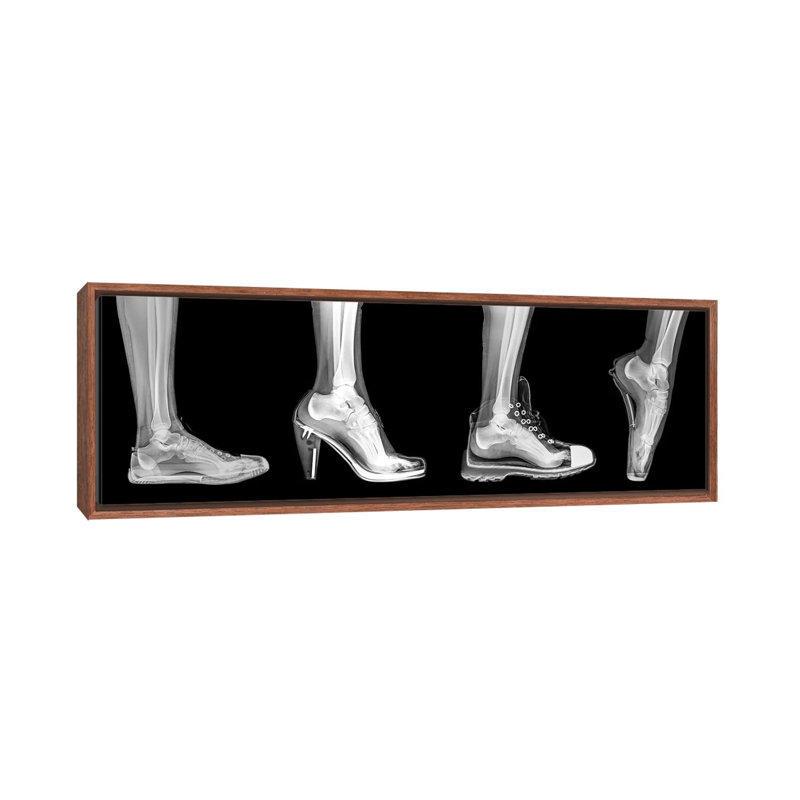 Différentes chaussures radiographiques - reproduction d'art murale - toile encadrée, 36 po x 12 po, Framed Canvas, Brown