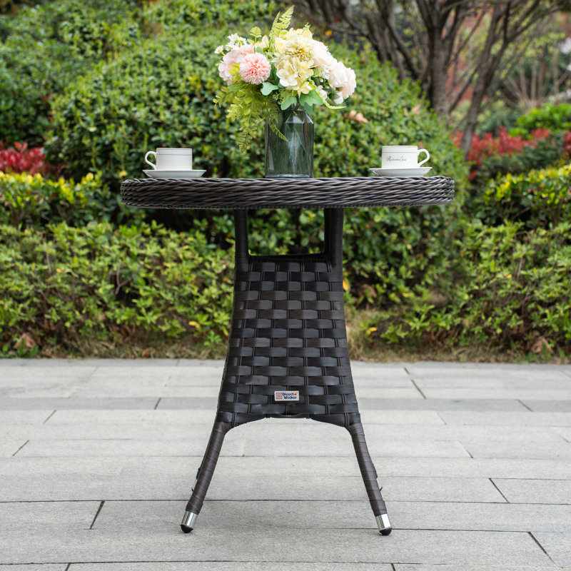 Wicker Round Outdoor Dining Table, Brown