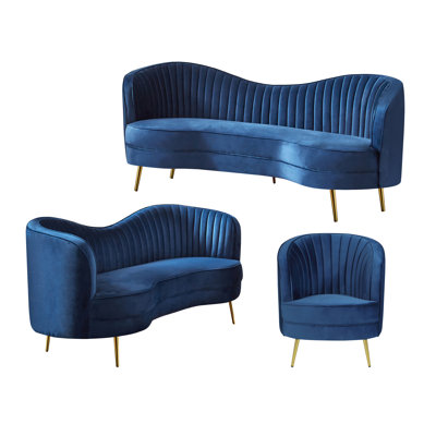 3 - Piece Velvet Living Room Set