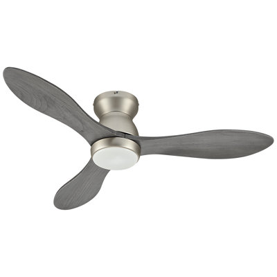 42" 3 - Blade Flush Mount Modern Farmhouse Small Room Led Ceiling Fan With Light And Remote