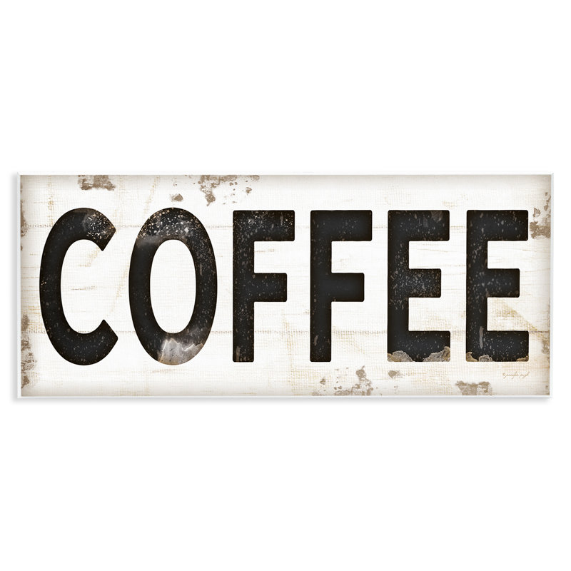 Coffee Typography Vintage Sign by Jennifer Pugh - Textual Art Print