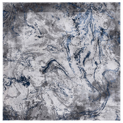 Prevatte Abstract Gray/Blue Area Rug