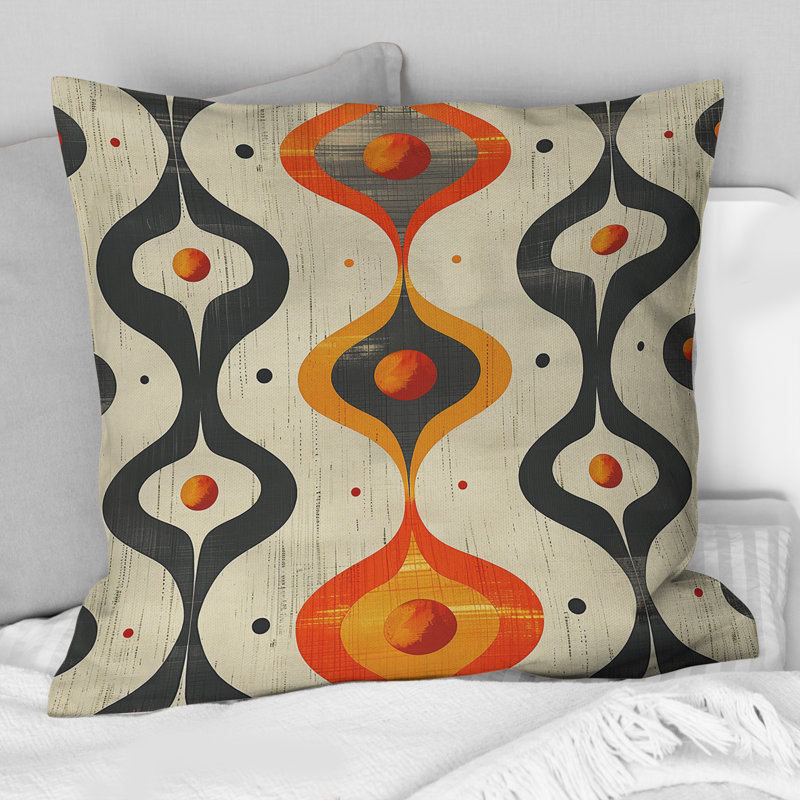 Coussin décoratif orange Midcentury Charm I - Midcentury, H 18 po x l 18 po