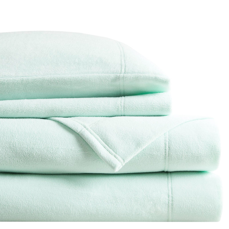 Drap-housse 100% molleton 4 pièces, ultra doux, confortable, boulochage, lavable à la machine, avec draps-housses plats et 2 taies d'oreiller pour un sommeil confortable