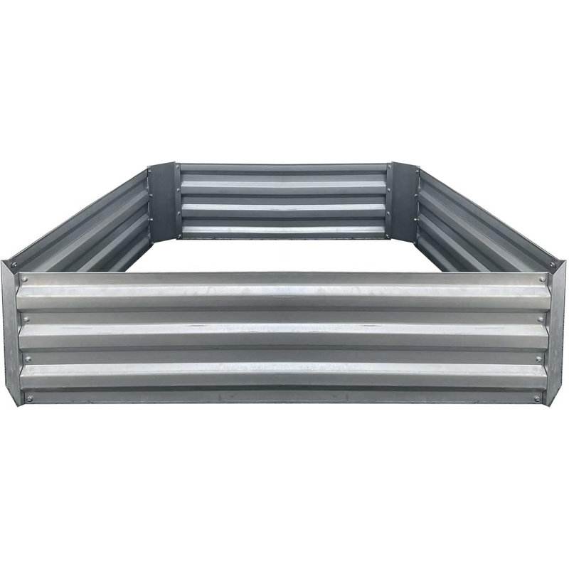 Grapevine Galvanized Steel Raised Garden Bed, Rectangular, Silver