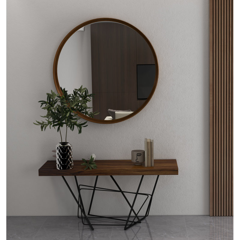 Samar Round Mirror, Antique Brass, 39" H x 39" W
