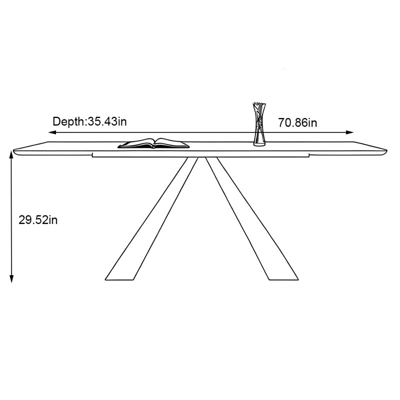 Table de salle à manger familiale légère et moderne, H 29,52 po x L 70,86 po x l 35,43 po