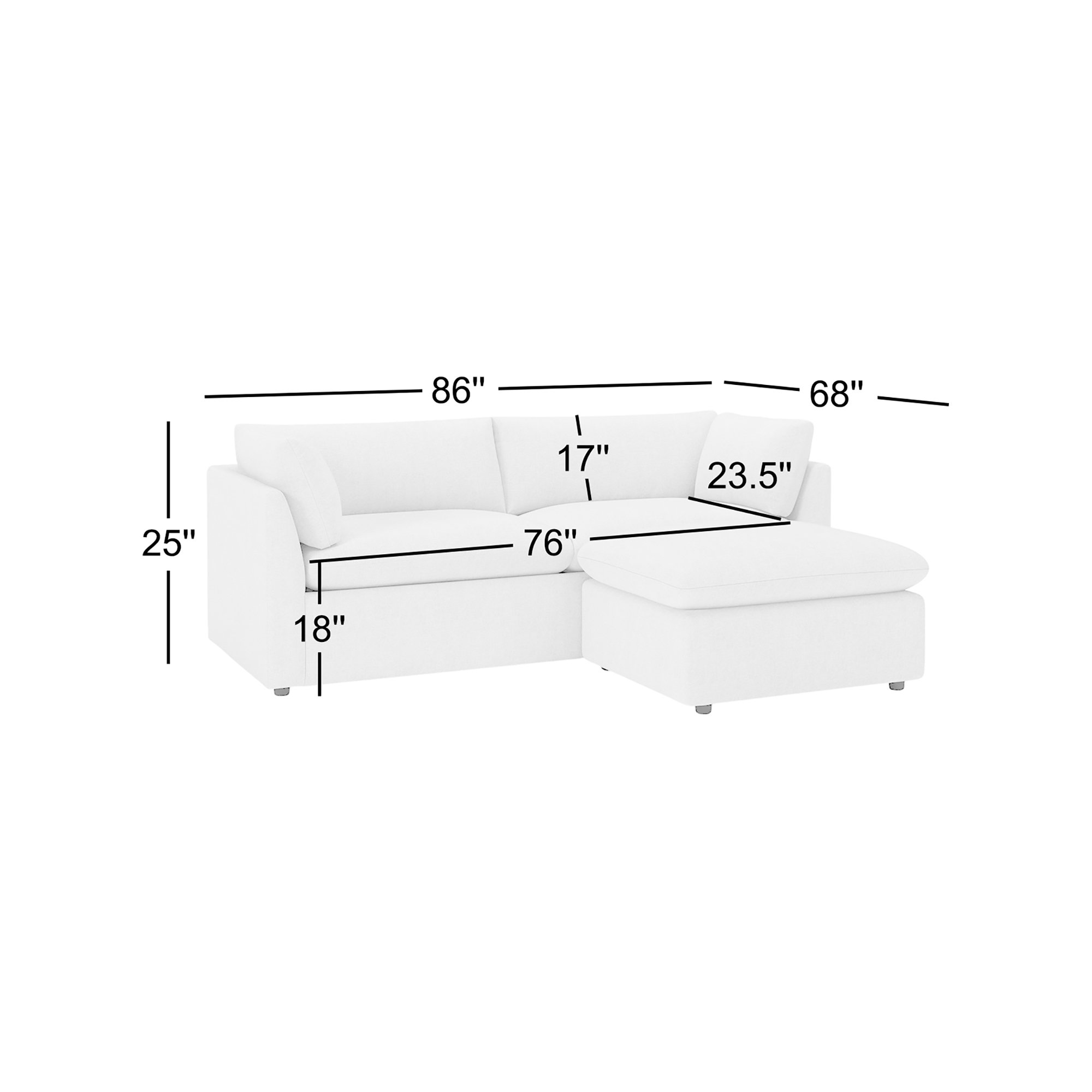 Kallie Upholstered Sofa With Ottoman, Monique Twine Boucle