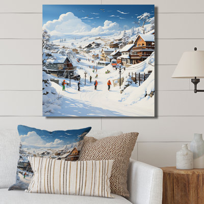 «Skiing Winter Village Horizon», art mural fruits