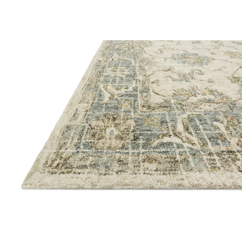 Tapis ivoire / spa en laine crocheté à la main Fitzwater, Rectangle 3 pi 6 po x 5 pi 6 po