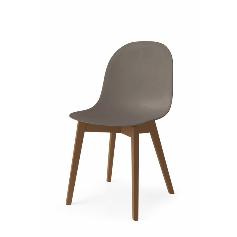 Academy Side Chair with Wooden Frame, Matte Taupe, Walnut
