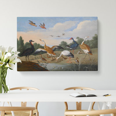 Herons And Ducks by Jan Van Kessel - Wrapped Canvas Painting