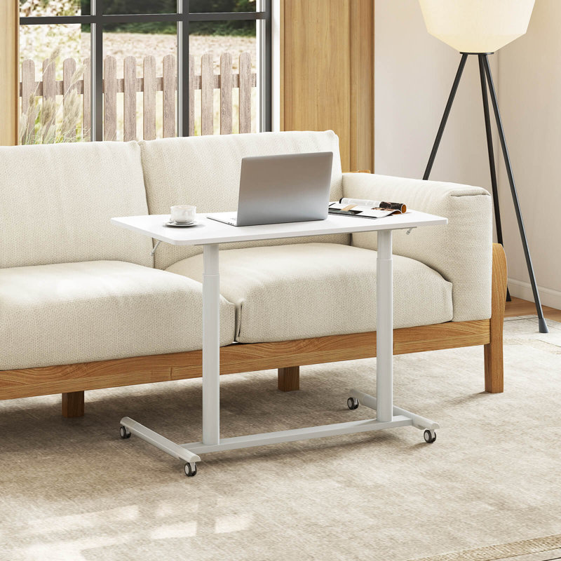 Jamelia Adjustable Height Standing Desk, White/White